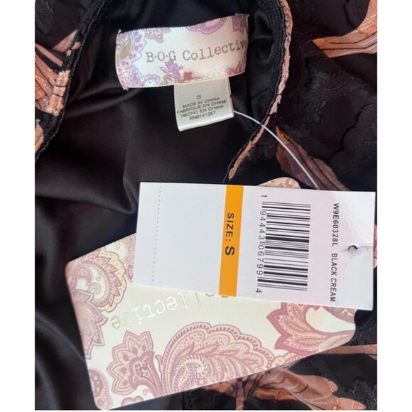 Band of the Free NWT Rho Black Floral Slip Skirt Sz Small Black Cream - Picture 7 of 16